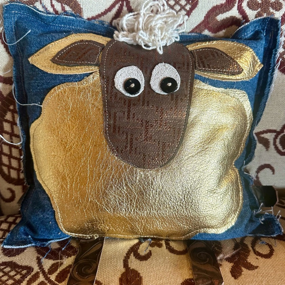 Blue and Gold Sheep Decorative Tooth Fairy Pillow
